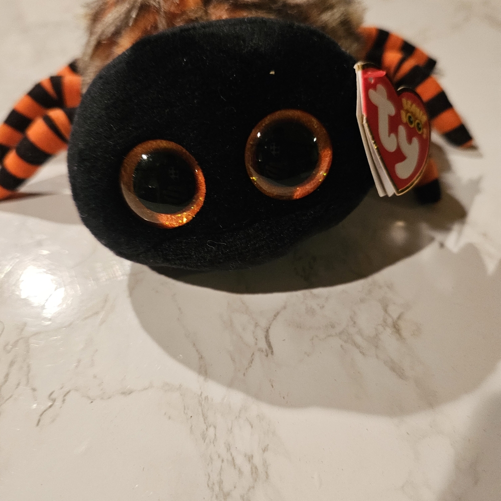 Ty Plush Spider with Orange and Black Stripes
